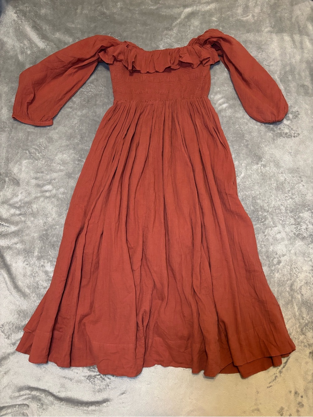 Free People Oasis Midi Dress in Rust/Terracotta — Size M/L - Picture 5 of 13